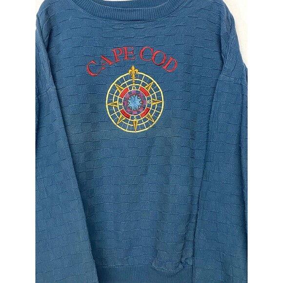 Vintage WEK the World Cape Code Embroidered Nautical Compass Long Slv Shirt 2XL - Picture 2 of 5